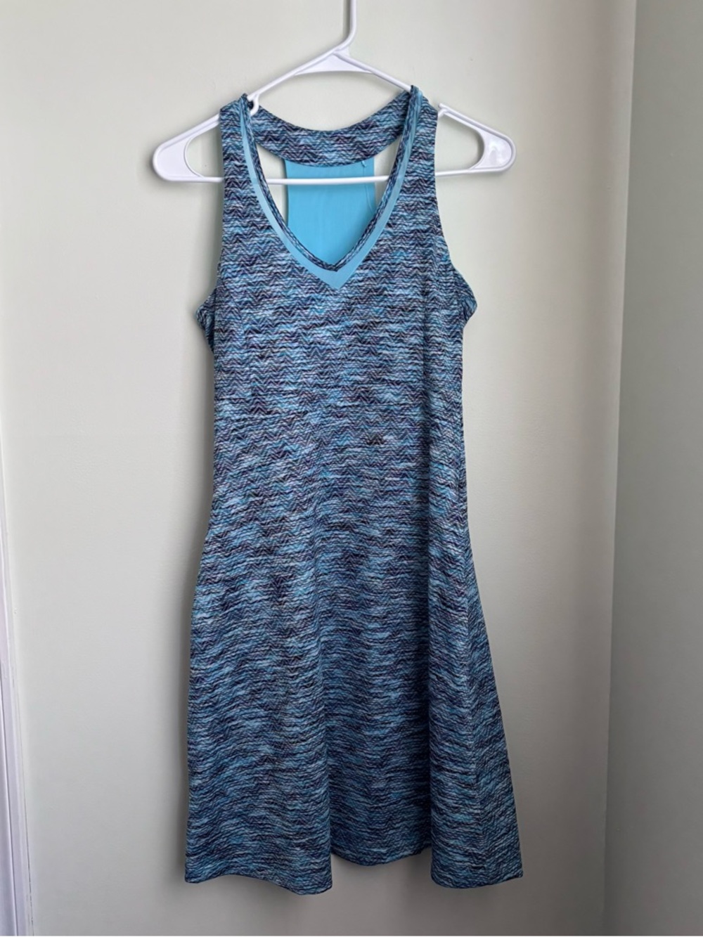 Mpg new built in bra shelf Aqua Space-Dyed V-Neck Tank Dress